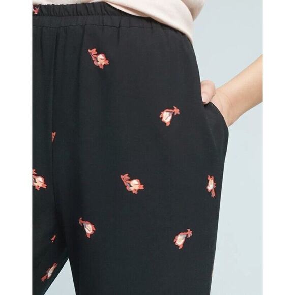 Anthropologie Womens S Black Floral Pull On Blake Pants High Rise Pockets Lounge - Picture 3 of 16